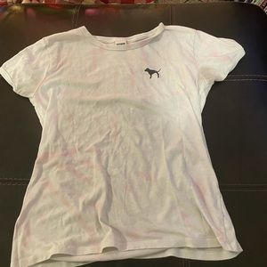 Victoria Secret Pink white and pink tie dye shirt. Size Large.